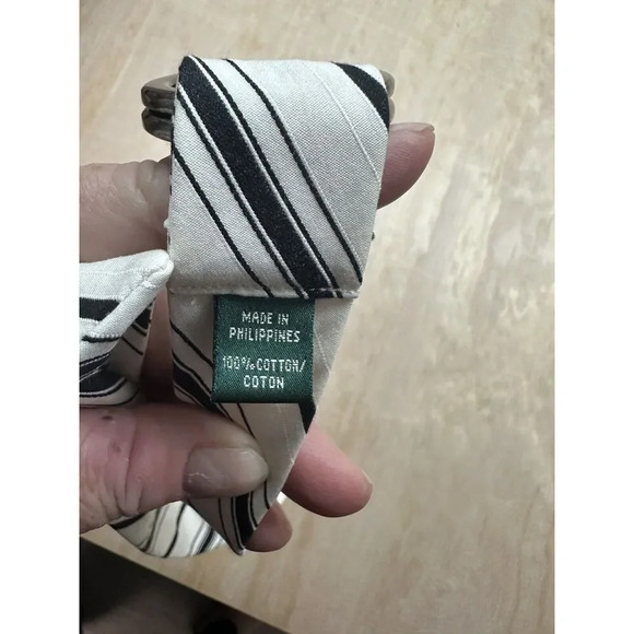 Vintage Lauren Ralph Lauren Fabric Belt with Silver Buckles 34” Blue & White - Picture 6 of 6